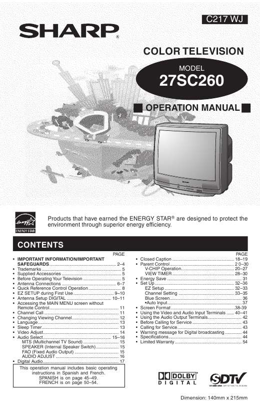 Guide utilisation SHARP 27SC260  de la marque SHARP