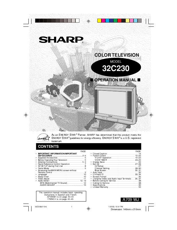 Guide utilisation SHARP 32C230  de la marque SHARP
