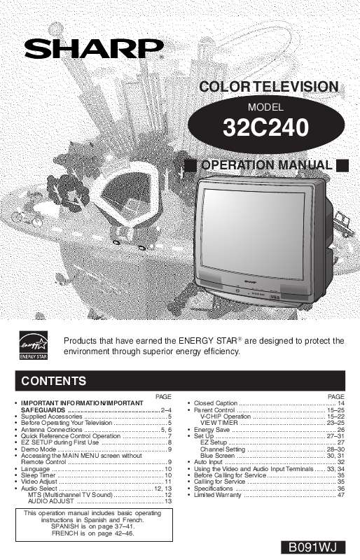Guide utilisation SHARP 32C240  de la marque SHARP