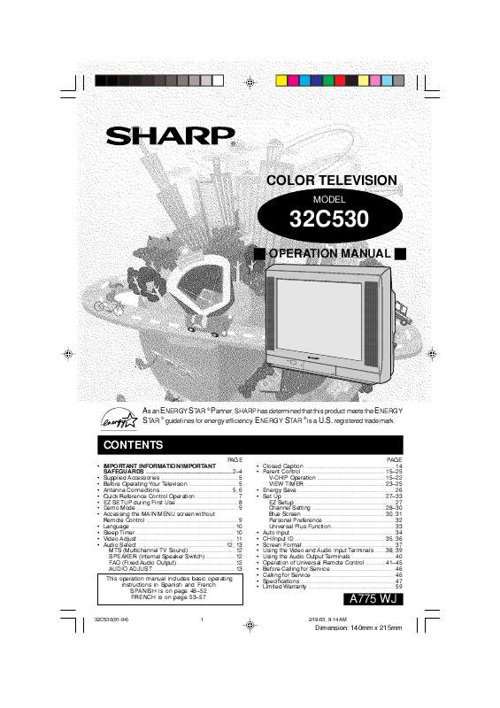 Guide utilisation SHARP 32C530  de la marque SHARP