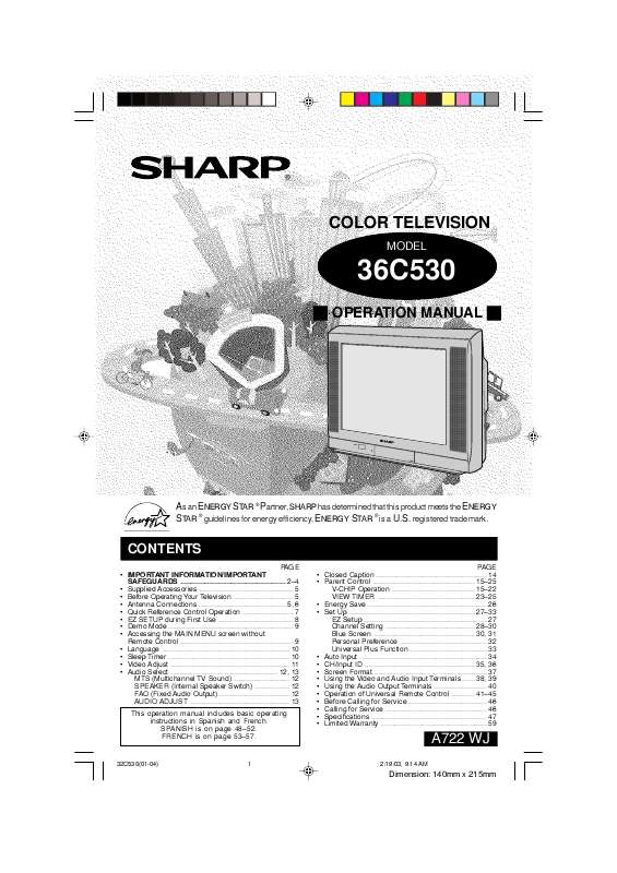 Guide utilisation SHARP 36C530  de la marque SHARP