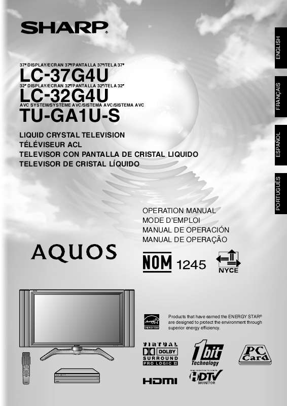 Guide utilisation SHARP LC32/37G4U/TU-GA1U/S  de la marque SHARP