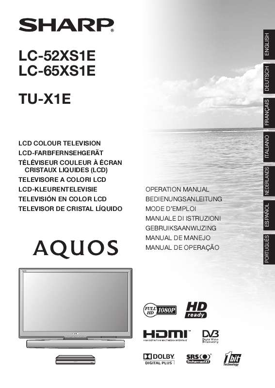 Guide utilisation SHARP LC52/65XS1E/TU-X1E  de la marque SHARP