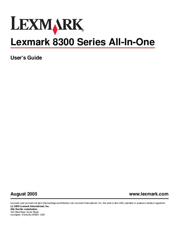 Guide utilisation LEXMARK X8350  de la marque LEXMARK