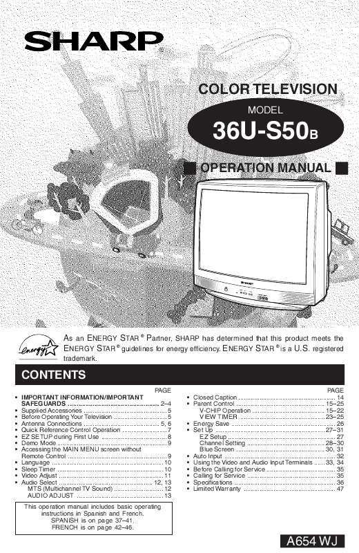 Guide utilisation SHARP 36US50  de la marque SHARP