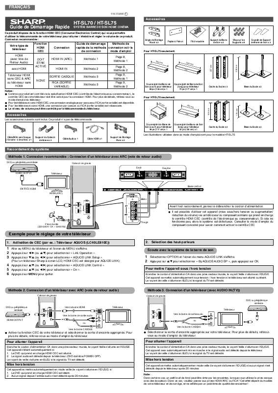 Guide utilisation SHARP HT-SL70  de la marque SHARP