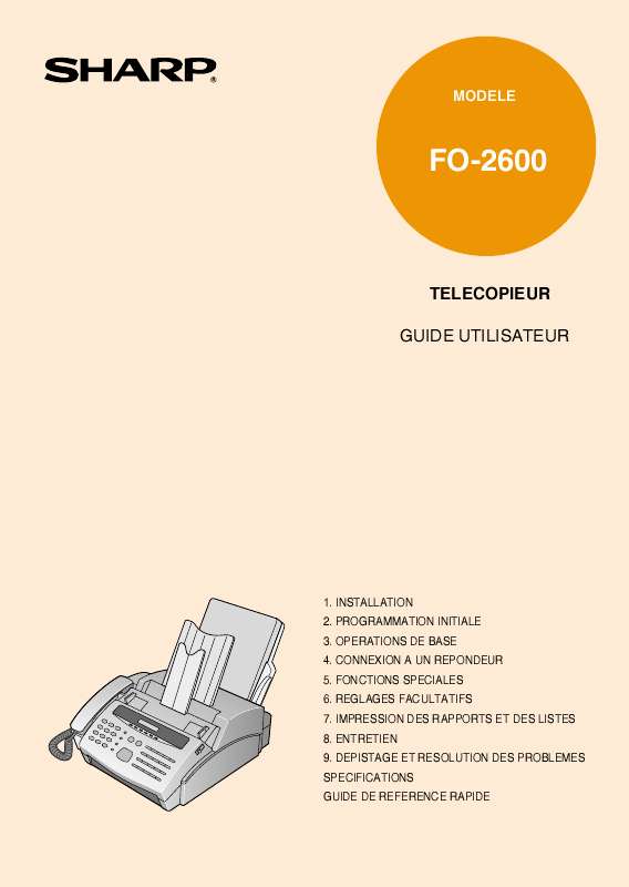 Guide utilisation SHARP FO-2600  de la marque SHARP