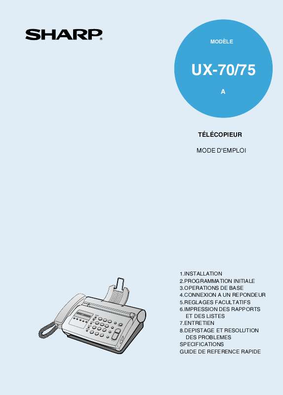 Guide utilisation SHARP UX-70  de la marque SHARP