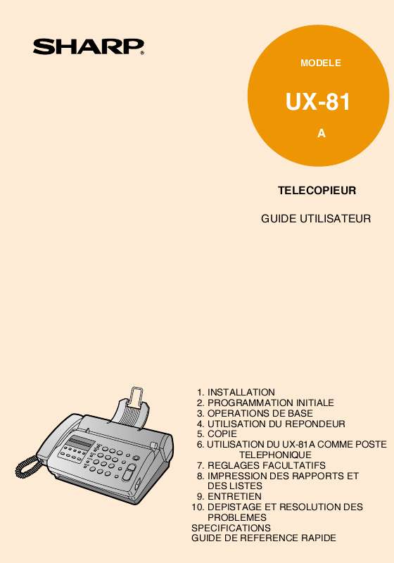 Guide utilisation SHARP UX-81A  de la marque SHARP