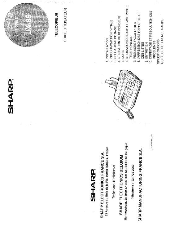 Guide utilisation SHARP UX-85  de la marque SHARP
