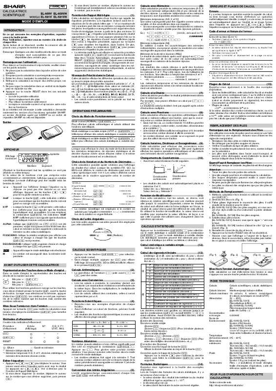 Guide utilisation SHARP EL-531VH  de la marque SHARP