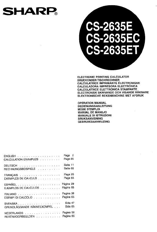 Guide utilisation SHARP CS-2635E/EC/ET  de la marque SHARP