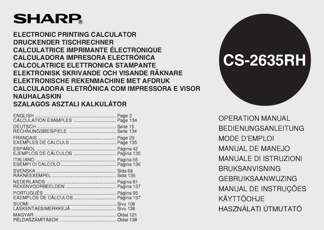 Guide utilisation SHARP CS-2635RH  de la marque SHARP