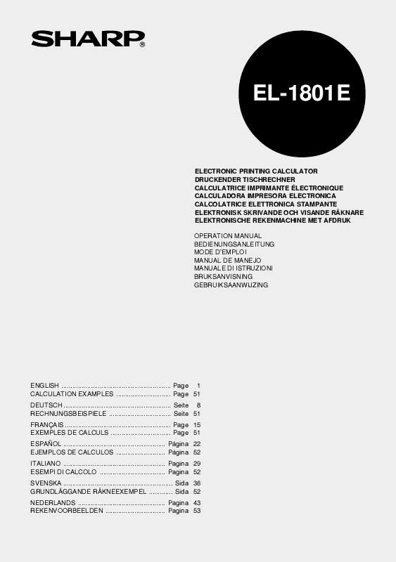 Guide utilisation SHARP EL-1801E  de la marque SHARP