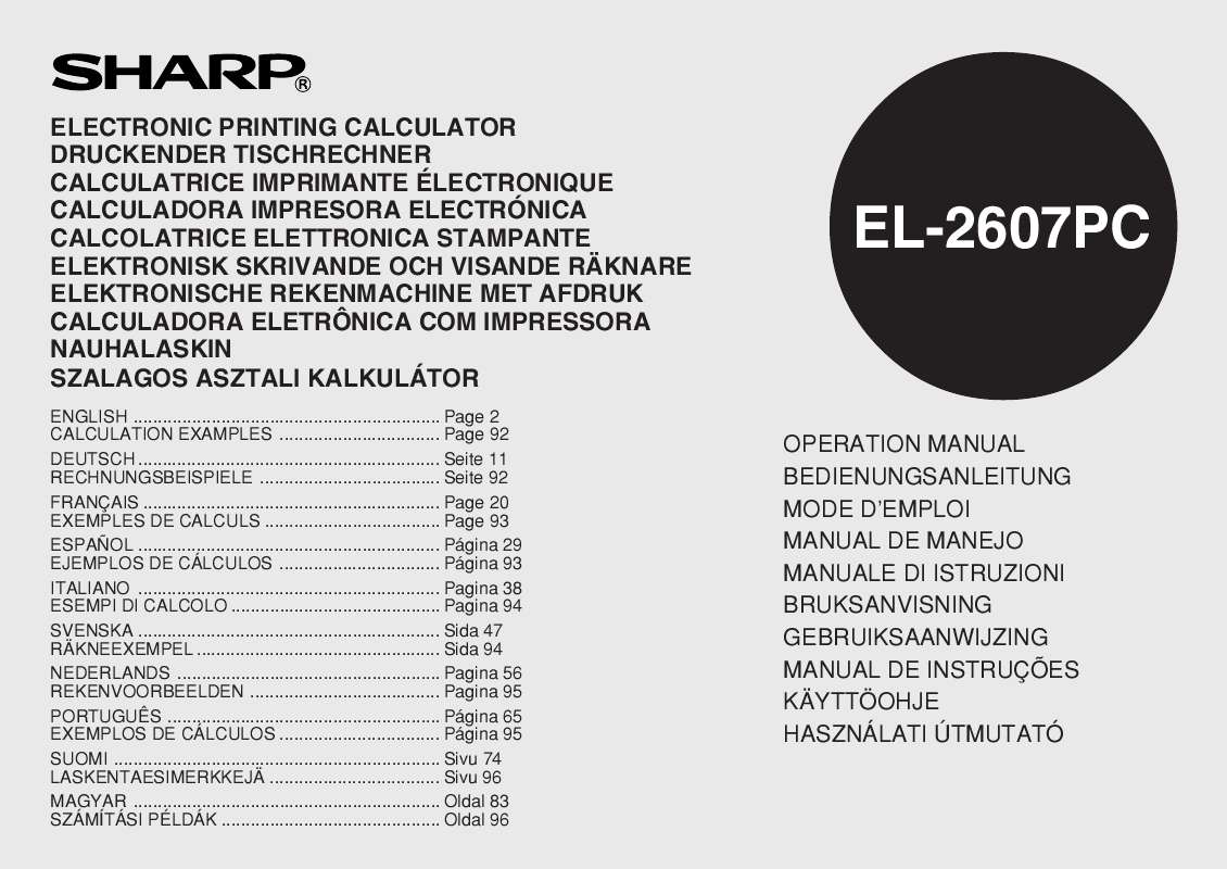 Guide utilisation SHARP EL-2607PC  de la marque SHARP