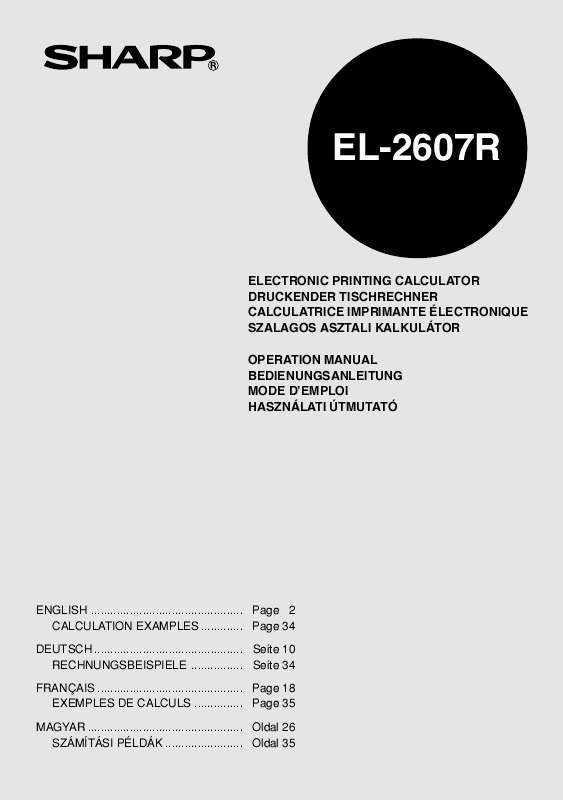 Guide utilisation SHARP EL-2607R  de la marque SHARP