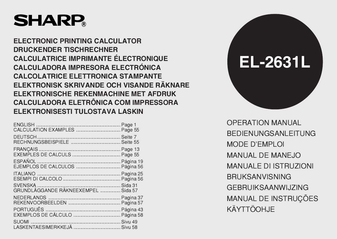 Guide utilisation SHARP EL-2631L  de la marque SHARP