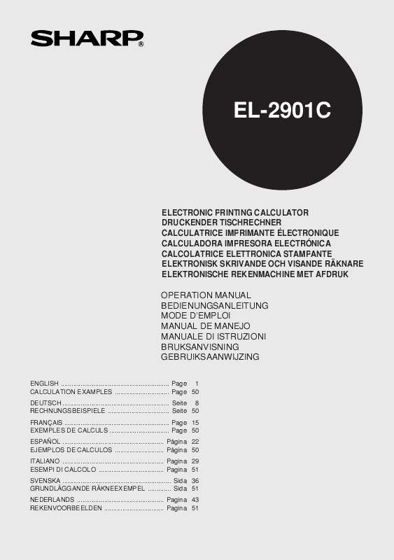 Guide utilisation SHARP EL-2901C  de la marque SHARP