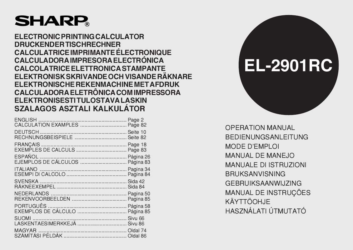 Guide utilisation SHARP EL-2901RC  de la marque SHARP