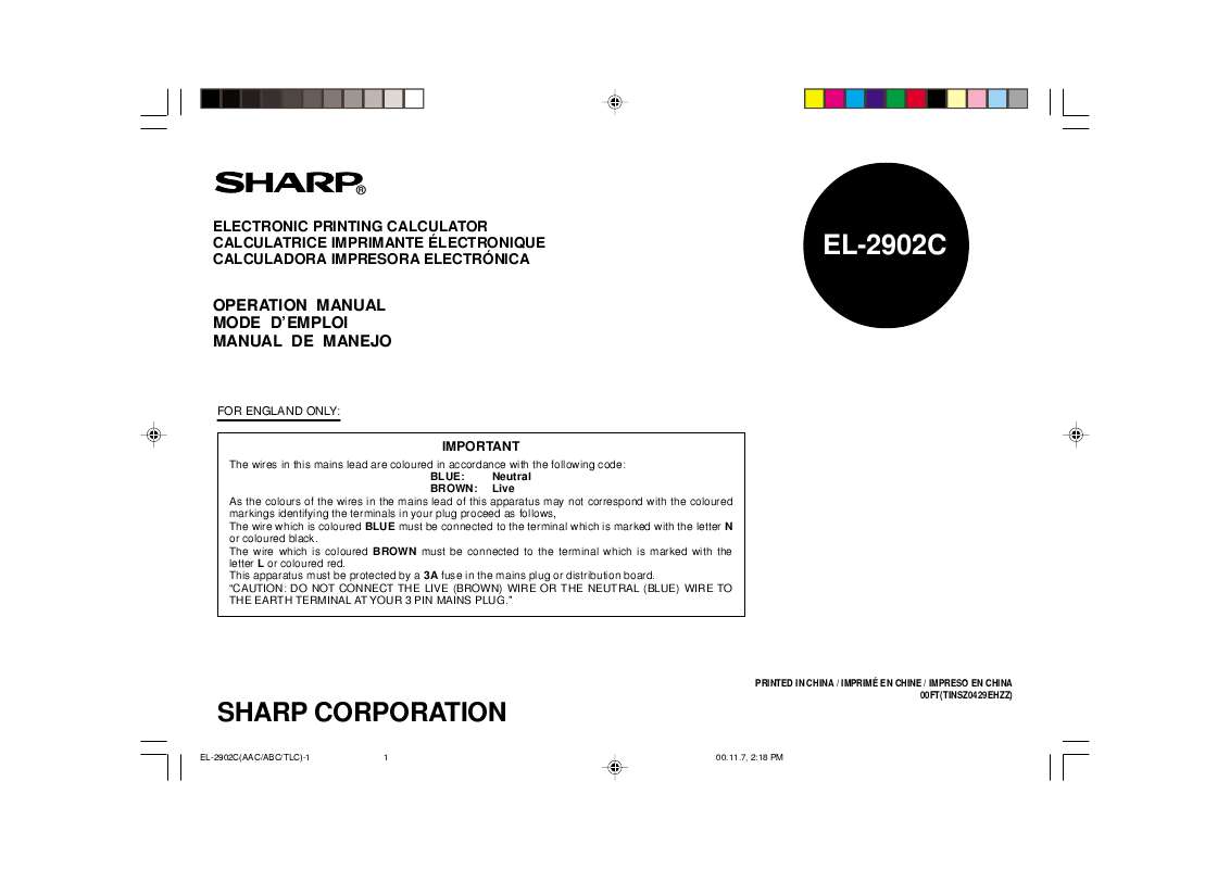 Guide utilisation SHARP EL-2902C  de la marque SHARP