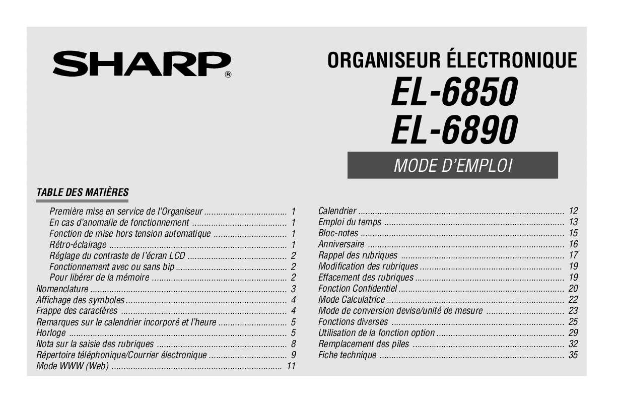 Guide utilisation SHARP EL-6850/6890  de la marque SHARP