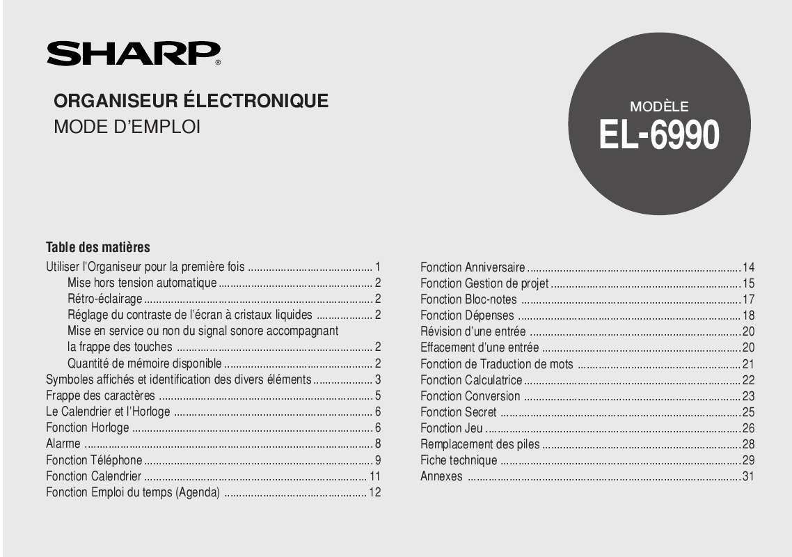 Guide utilisation SHARP EL-6990  de la marque SHARP