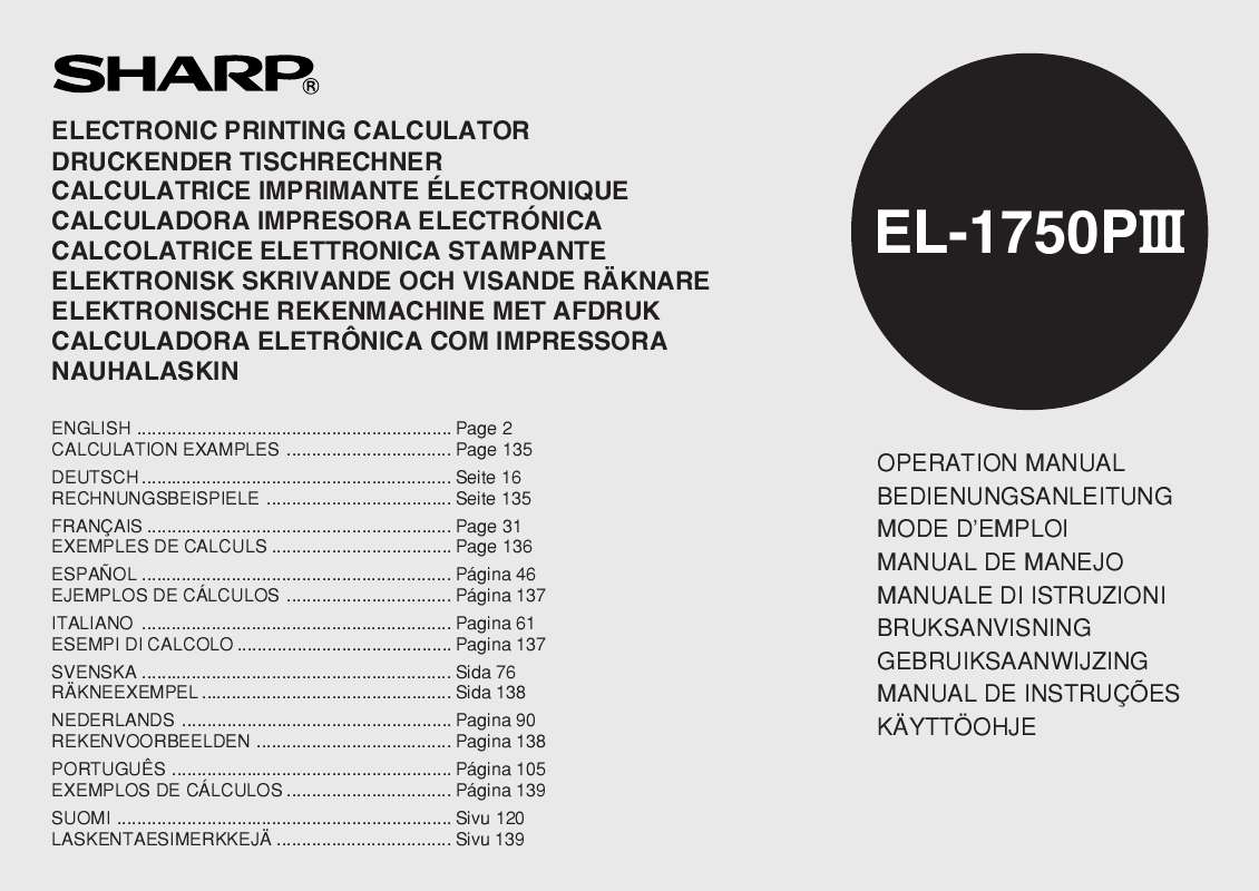 Guide utilisation SHARP EL-1750PIII  de la marque SHARP
