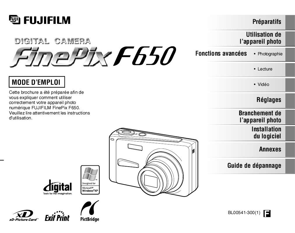 Guide utilisation FUJIFILM FINEPIX F650  de la marque FUJIFILM