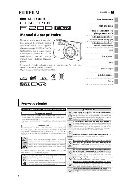 Guide utilisation FUJIFILM F200EXR  de la marque FUJIFILM