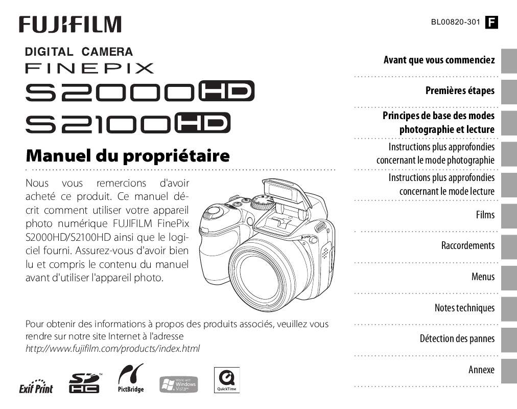 Guide utilisation FUJIFILM FINEPIX S2000 HD  de la marque FUJIFILM