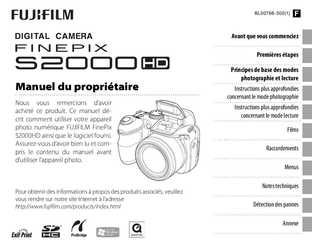 Guide utilisation FUJIFILM FINEPIX S2000HD  de la marque FUJIFILM