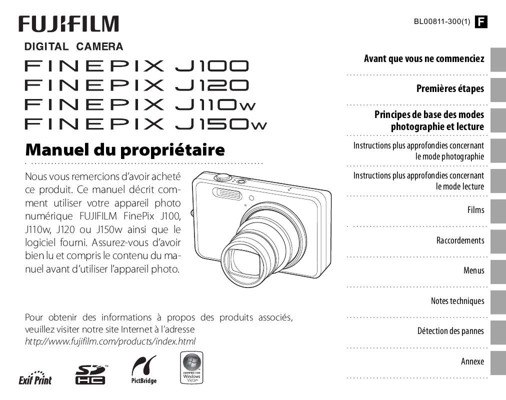 Guide utilisation FUJIFILM J100  de la marque FUJIFILM