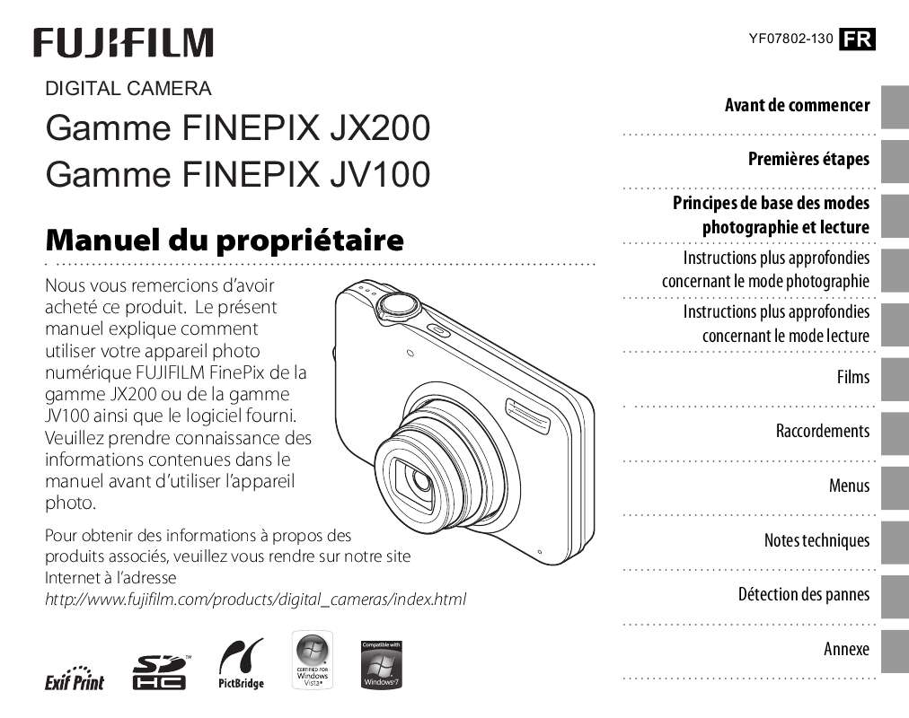 Guide utilisation FUJIFILM FINEPIX JX280  de la marque FUJIFILM