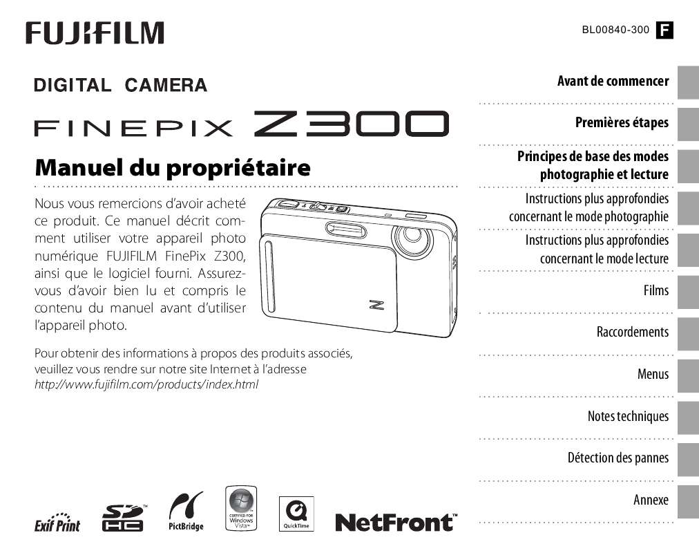 Guide utilisation FUJIFILM Z300  de la marque FUJIFILM