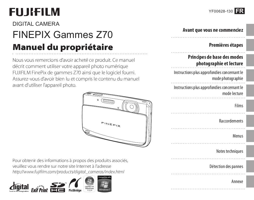 Guide utilisation FUJIFILM Z70  de la marque FUJIFILM