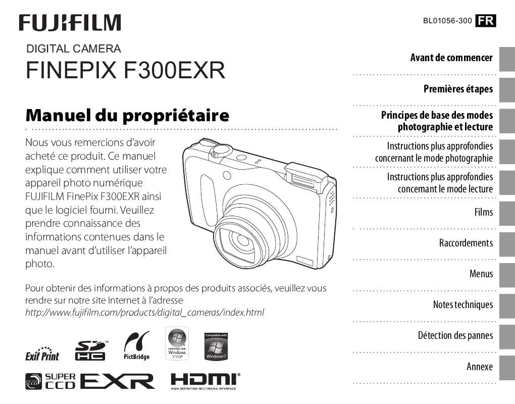 Guide utilisation FUJIFILM F300EXR  de la marque FUJIFILM