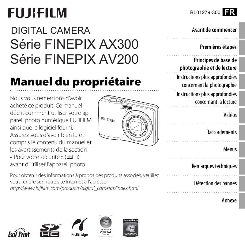 Guide utilisation FUJIFILM FINEPIX AV250  de la marque FUJIFILM