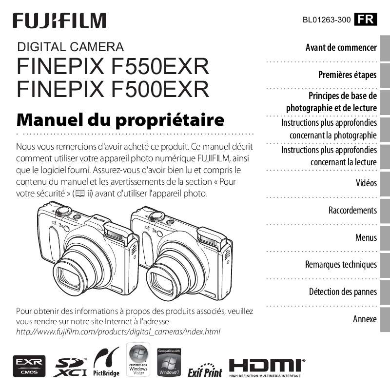 Guide utilisation FUJIFILM FINEPIX F500EXR  de la marque FUJIFILM