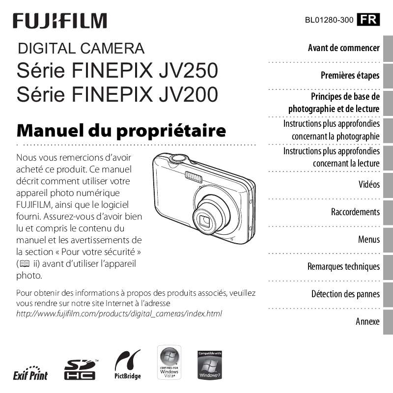 Guide utilisation FUJIFILM FINEPIX JV250  de la marque FUJIFILM
