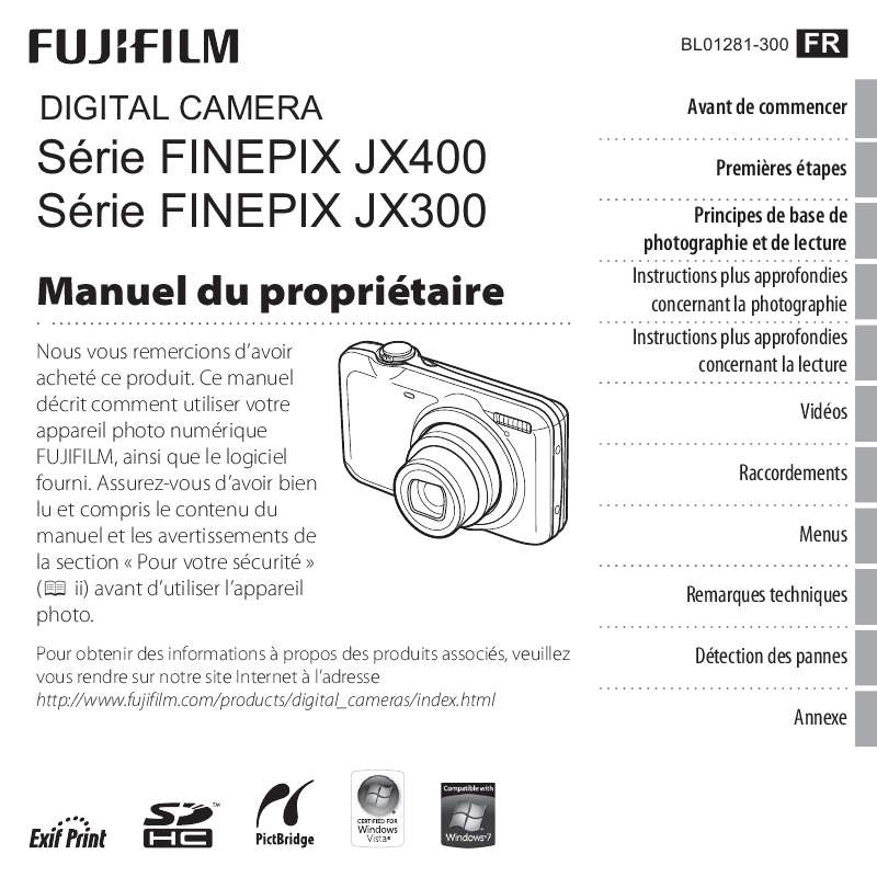 Guide utilisation FUJIFILM FINEPIX JX350  de la marque FUJIFILM
