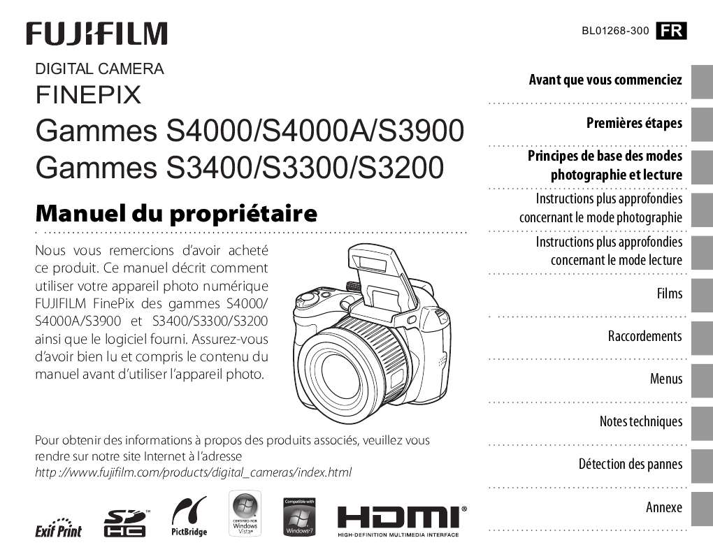 Guide utilisation FUJIFILM FINEPIX S3400  de la marque FUJIFILM