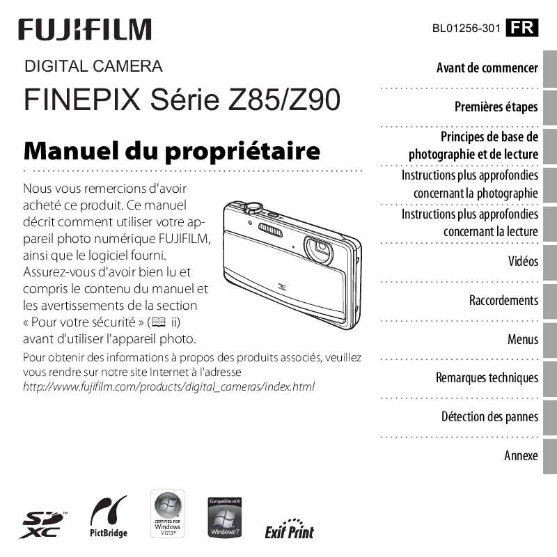 Guide utilisation FUJIFILM FINEPIX Z85  de la marque FUJIFILM