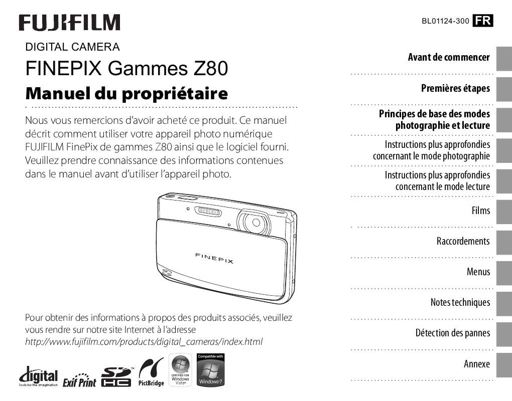 Guide utilisation FUJIFILM Z80  de la marque FUJIFILM