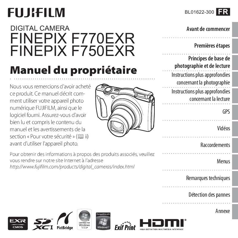 Guide utilisation FUJIFILM F750EXR  de la marque FUJIFILM