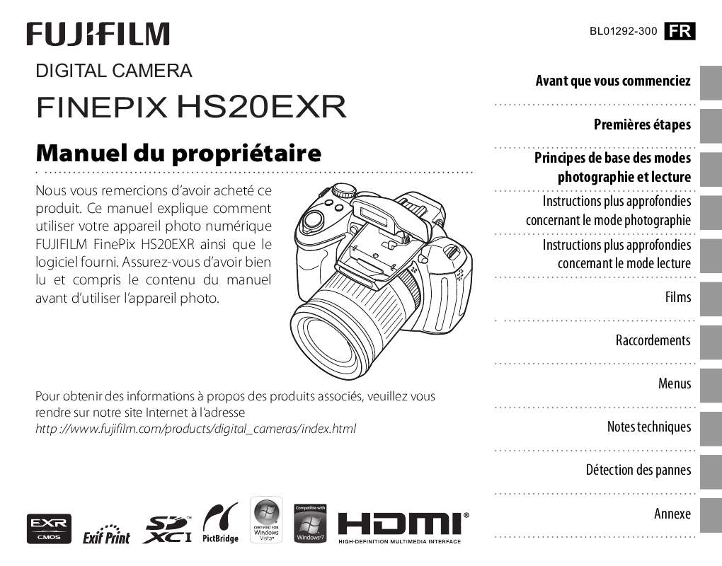 Guide utilisation FUJIFILM FINEPIX HS20 EXR  de la marque FUJIFILM