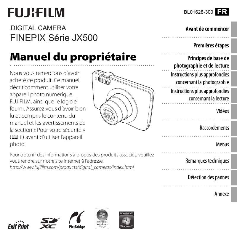 Guide utilisation FUJIFILM FINEPIX JX500  de la marque FUJIFILM