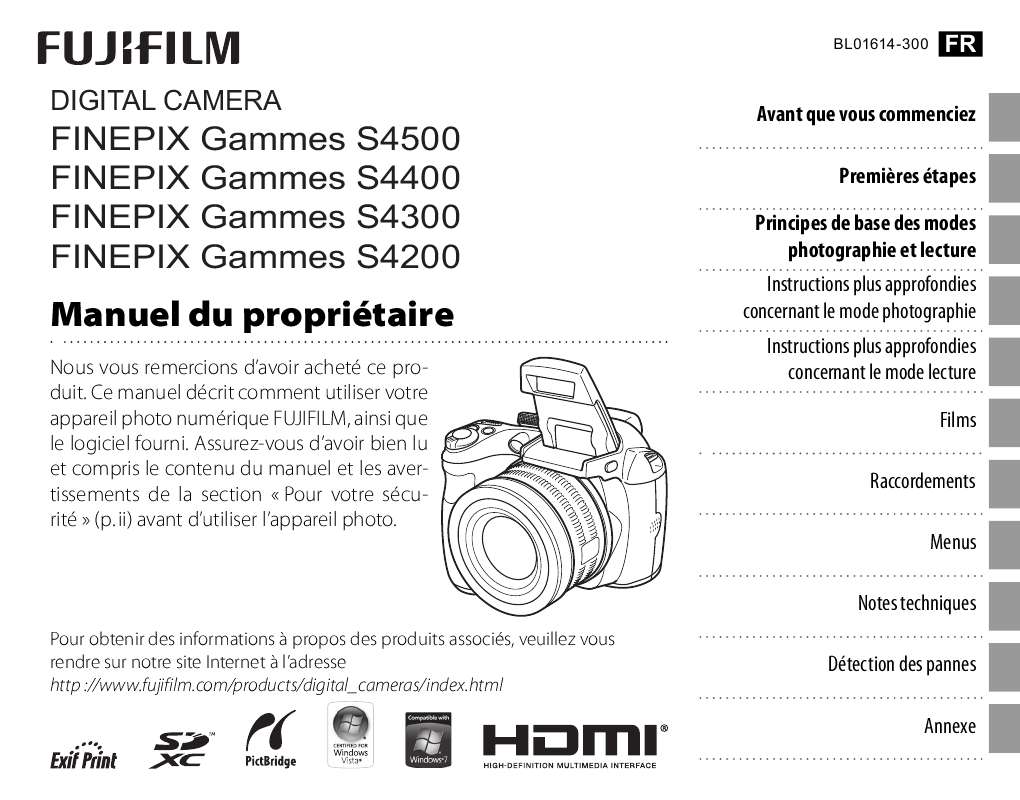 Guide utilisation FUJIFILM FINEPIX S4300  de la marque FUJIFILM