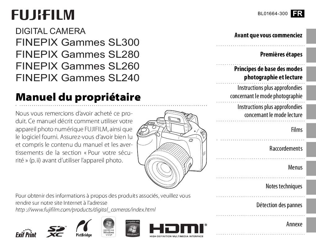 Guide utilisation FUJIFILM FINEPIX SL 285  de la marque FUJIFILM