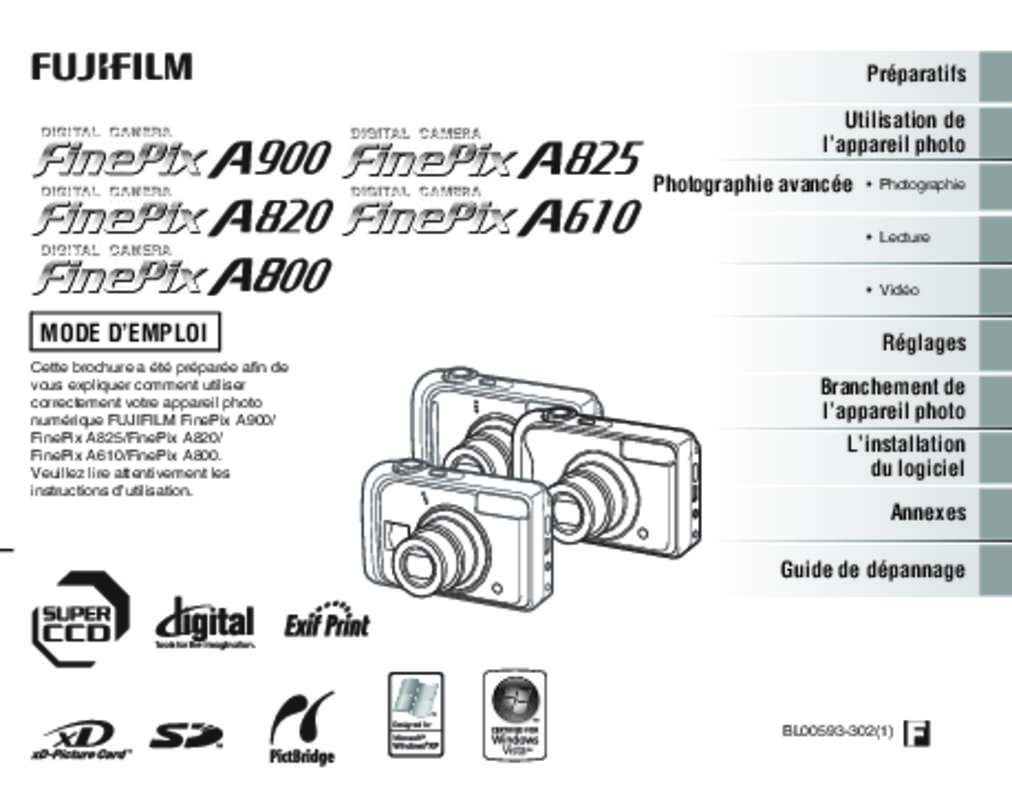 Guide utilisation FUJIFILM FINEPIX A900  de la marque FUJIFILM