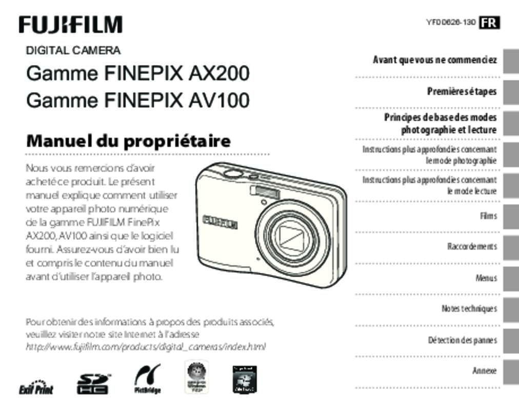 Guide utilisation FUJIFILM FINEPIX AX200  de la marque FUJIFILM